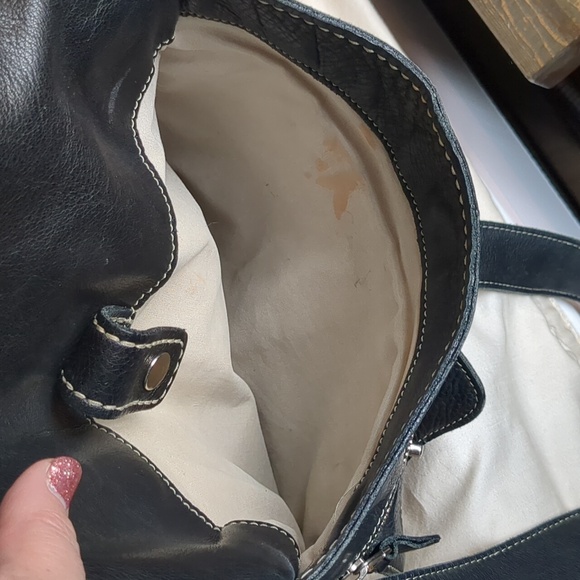 Vintage 90s Roots Venetian Village Prince Tribe Pebbled Leather Crossbody Black - Picture 13 of 16